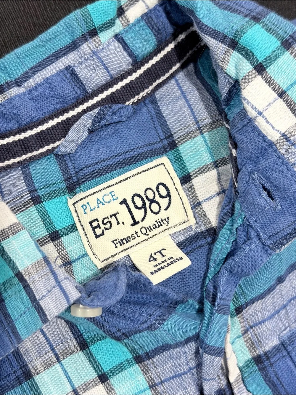 The Children's Place Blue Plaid Short-Sleeve Button-Down Shirt
